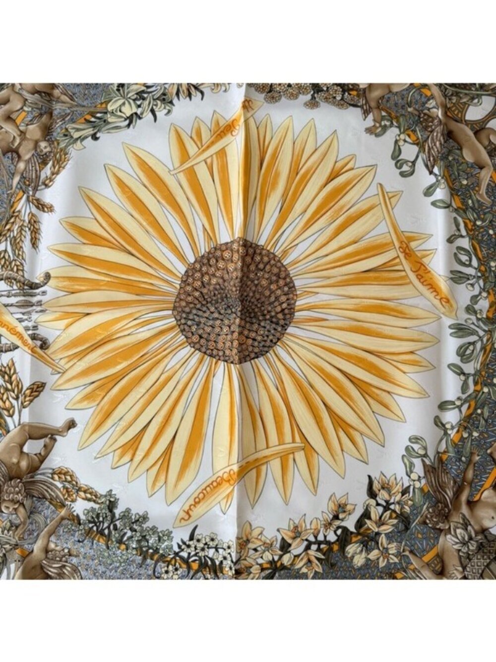 NEW Hermes Amours Bee Sunflower Jacquard Hermes Silk Scarf 1999 Annie Faivre - Picture 3 of 16